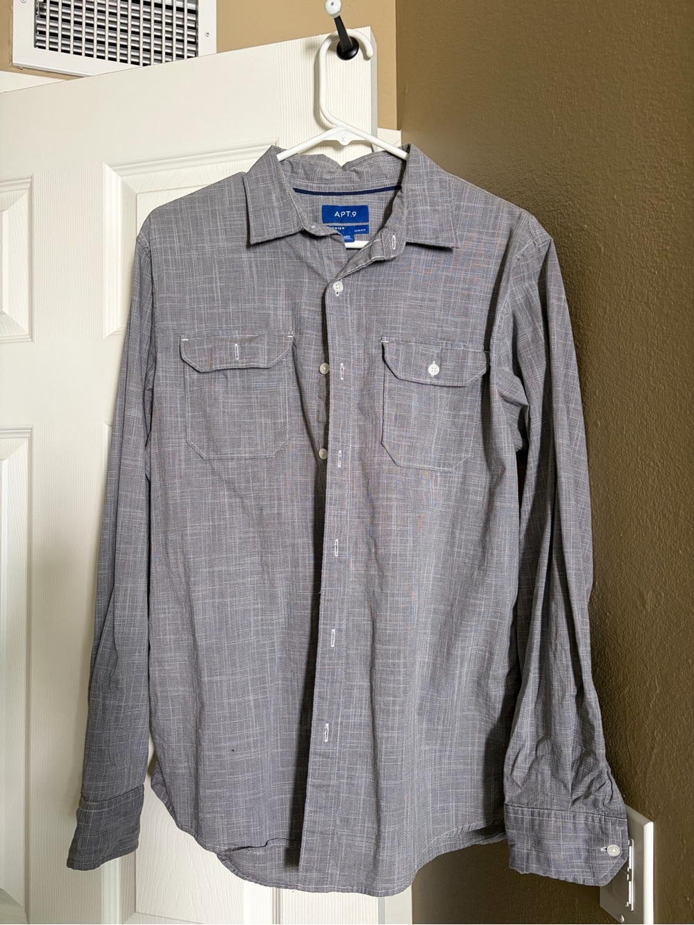 Apt. 9 Men's Light Gray Textured Button-Down Shirt